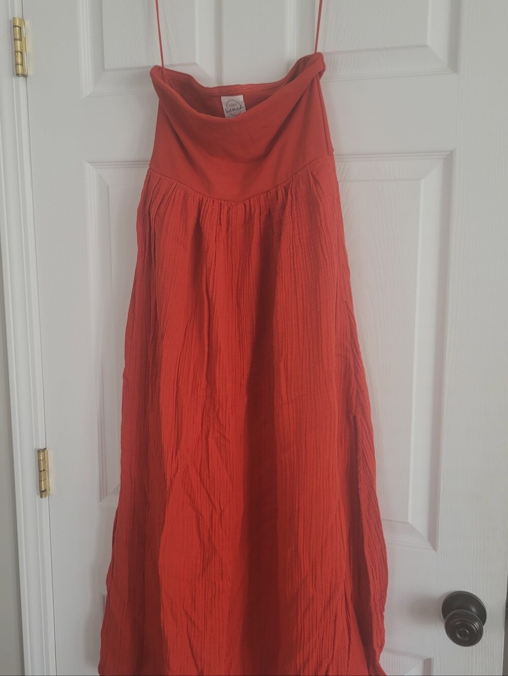 LOFT "Beach" Medium Petite Rust Orange Textured Maxi Dress